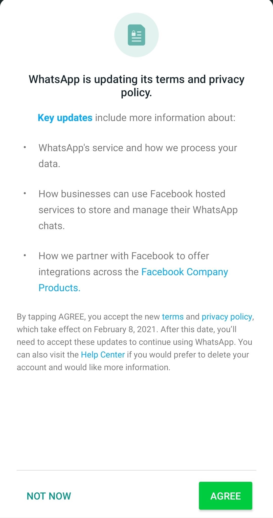 WhatsApp-Facebook Policy